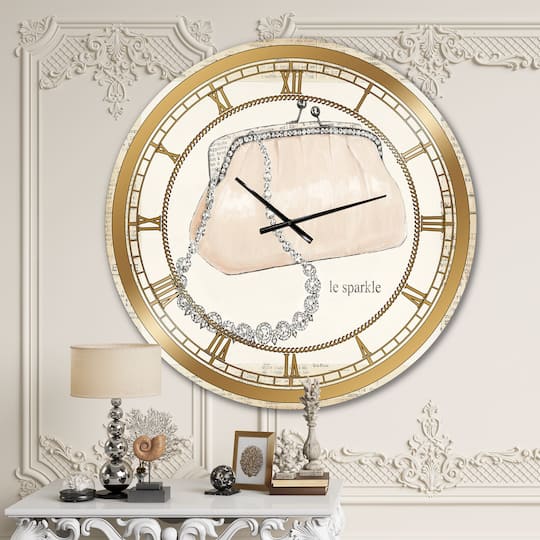 Designart Glamorous Sparkle Purse I Glam Wall Clock